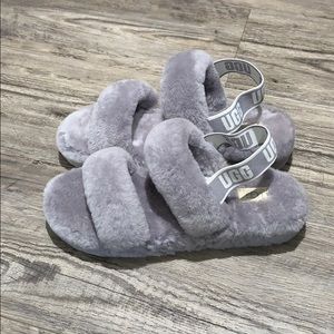 New UGG Light Gray Oh Yeah Slipper Slides